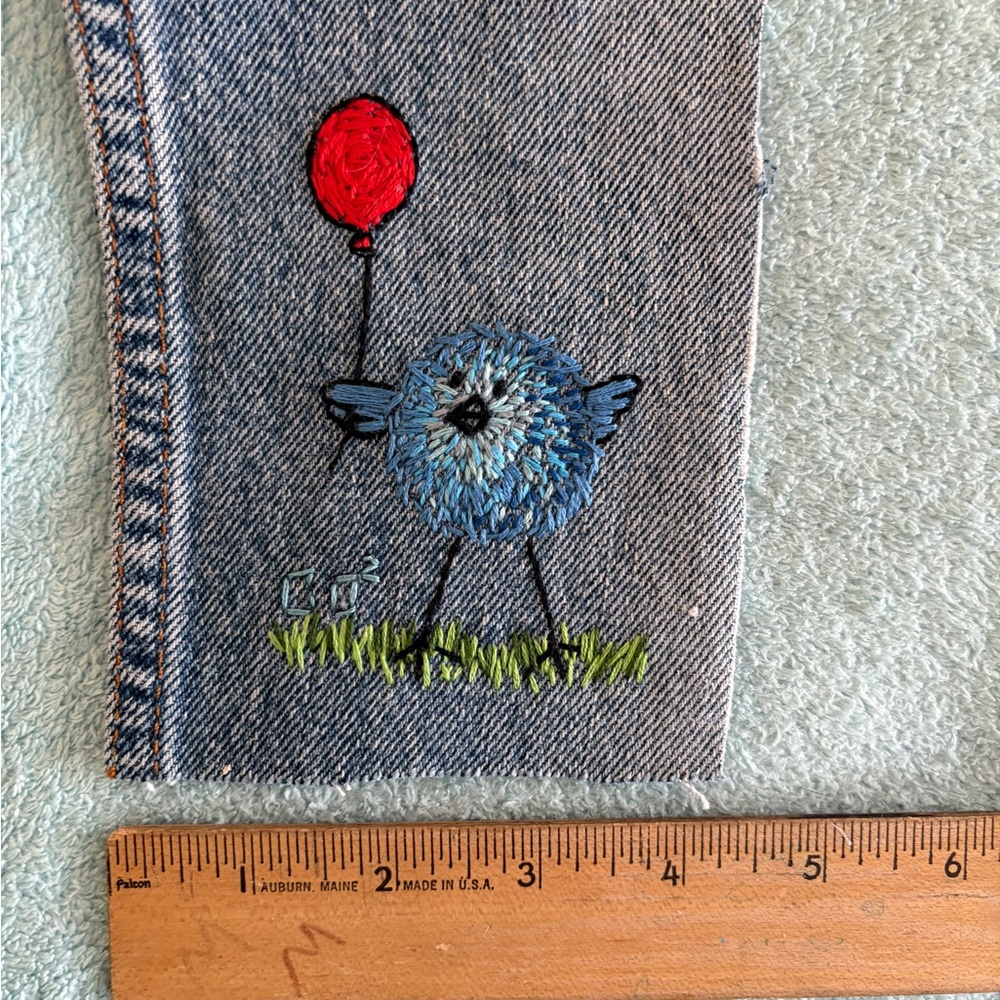Blue and Red Embroidered Kids Denim Patch